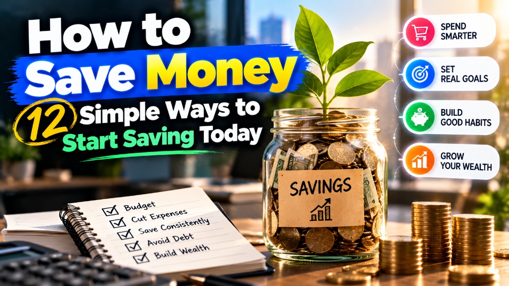 A modern dark-themed financial planning desk with digital piggy bank and savings dashboard