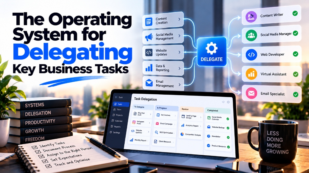 The Operating System for Delegating Key Business Tasks - Task delegation hub and workflow assignment diagram